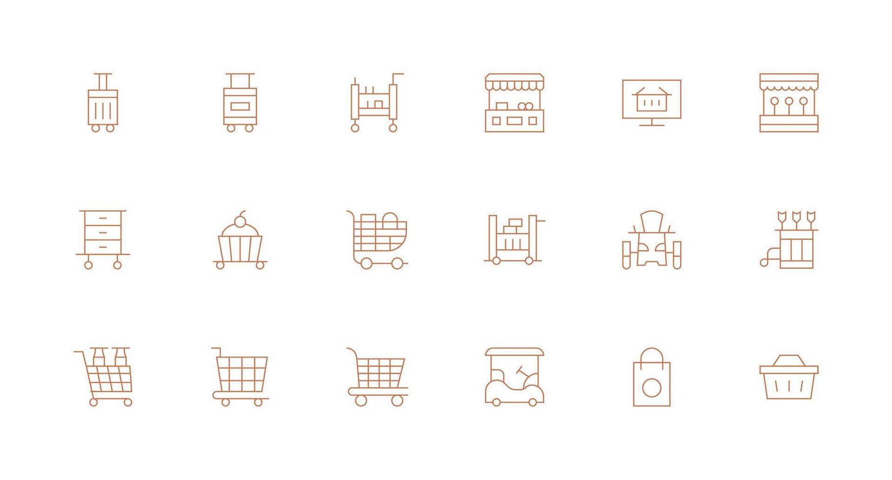 Cart Icon Collection with 18 Minimal Line Designs Simple Icons for Interface and Wireframes vector