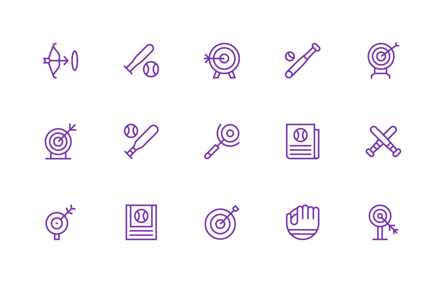 Hitting Design Icons featuring 15 in Regular Line Style Simplified Icon Pack for Visual Tools vector