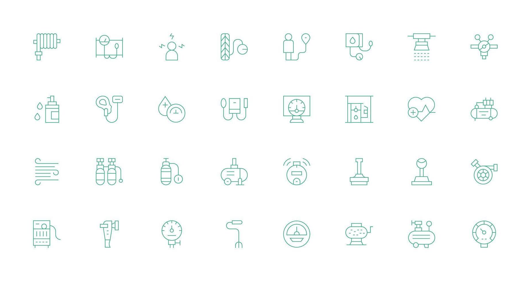 Pressure Design Icons featuring 32 in Thin Line Style Reusable Icon Set vector