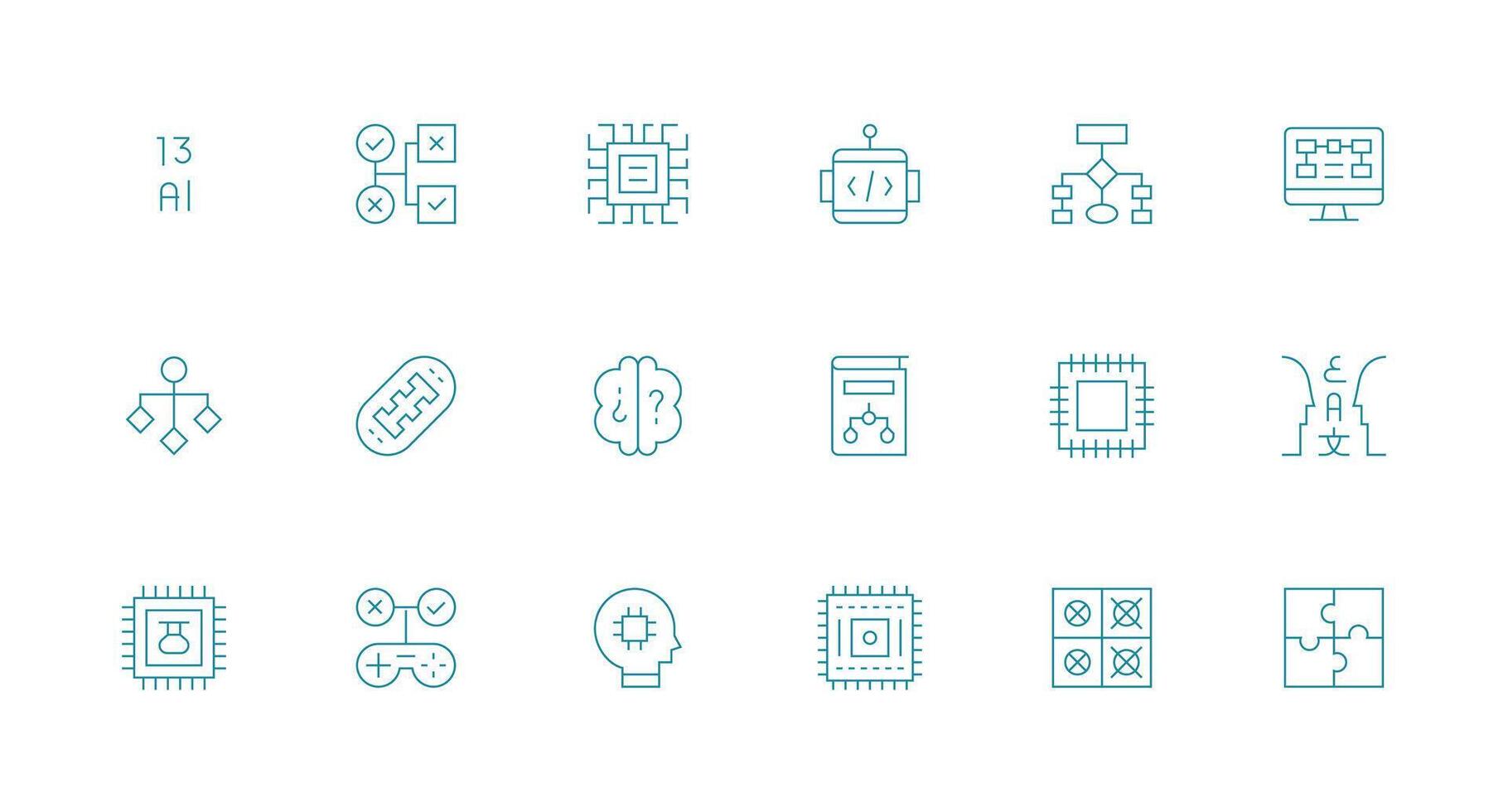 Logic Icon Set with 18 Minimal Line Graphics Neatly Designed Icons for Web Platforms vector