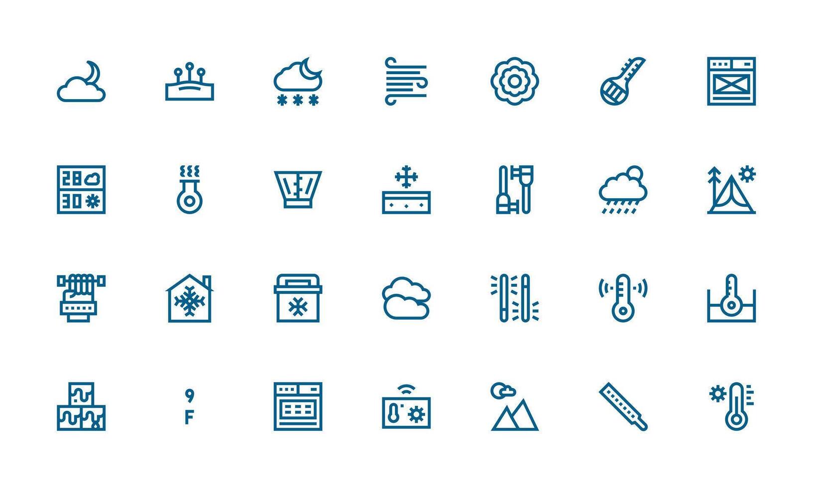 Temperature Design Icons featuring 28 in Bold Line Style Neatly Designed Icons for Web Platforms vector