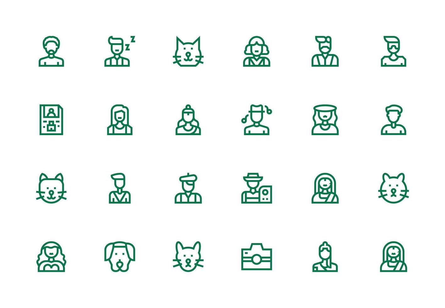 Thick Line Line Icons from Portrait Set with 24 Vectors Customizable Icon Series for Mobile Screens