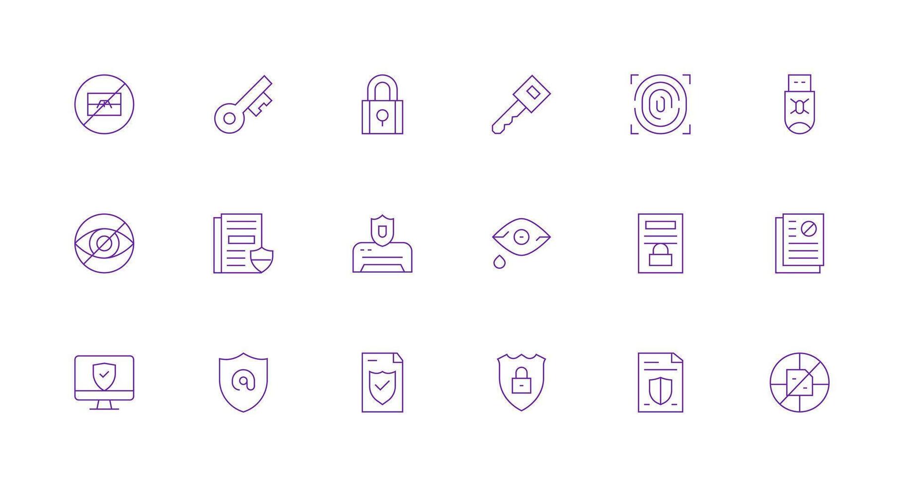 18 Minimal Line Icons for Data Protection Graphics Professional Icon Pack for Development Work vector