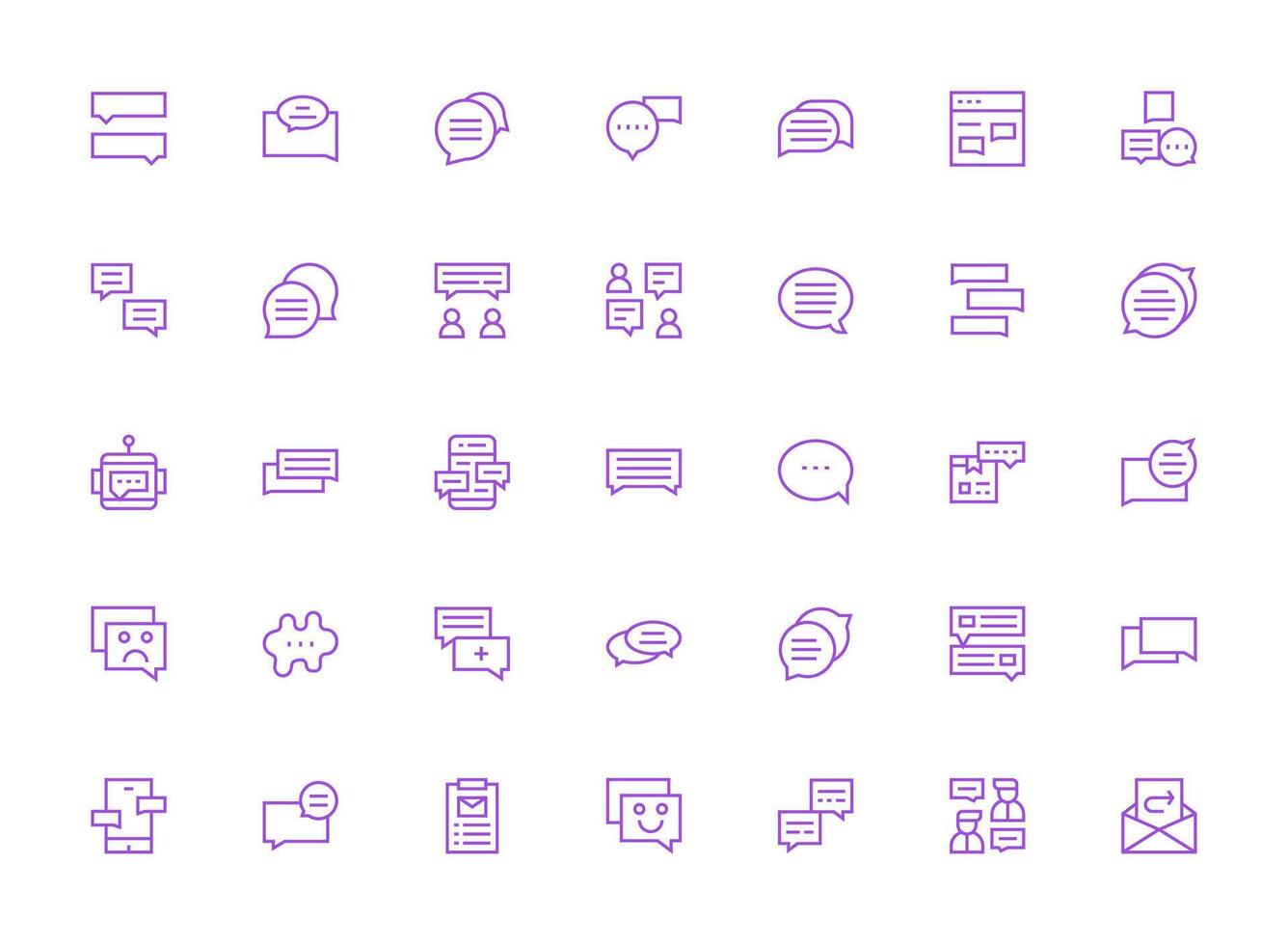 35 Regular Clean Line Style Icons from Reply Collection Sharp Icons for Presentations vector