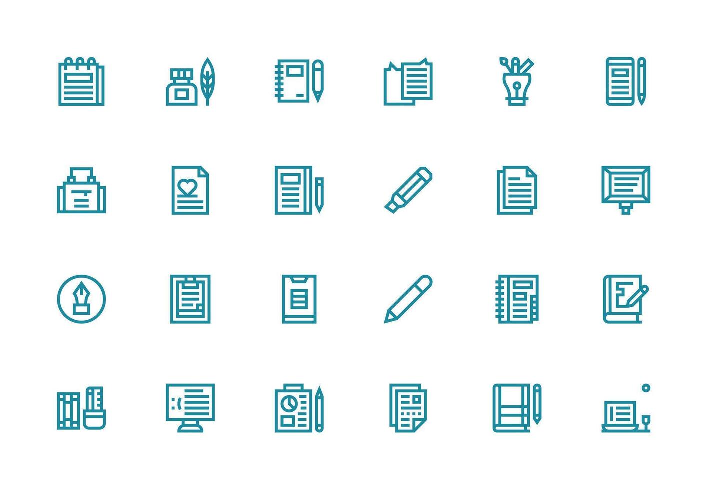 24 Thick Line Line Icons for Notepad Graphics Clean Icon Collection for Web Use vector
