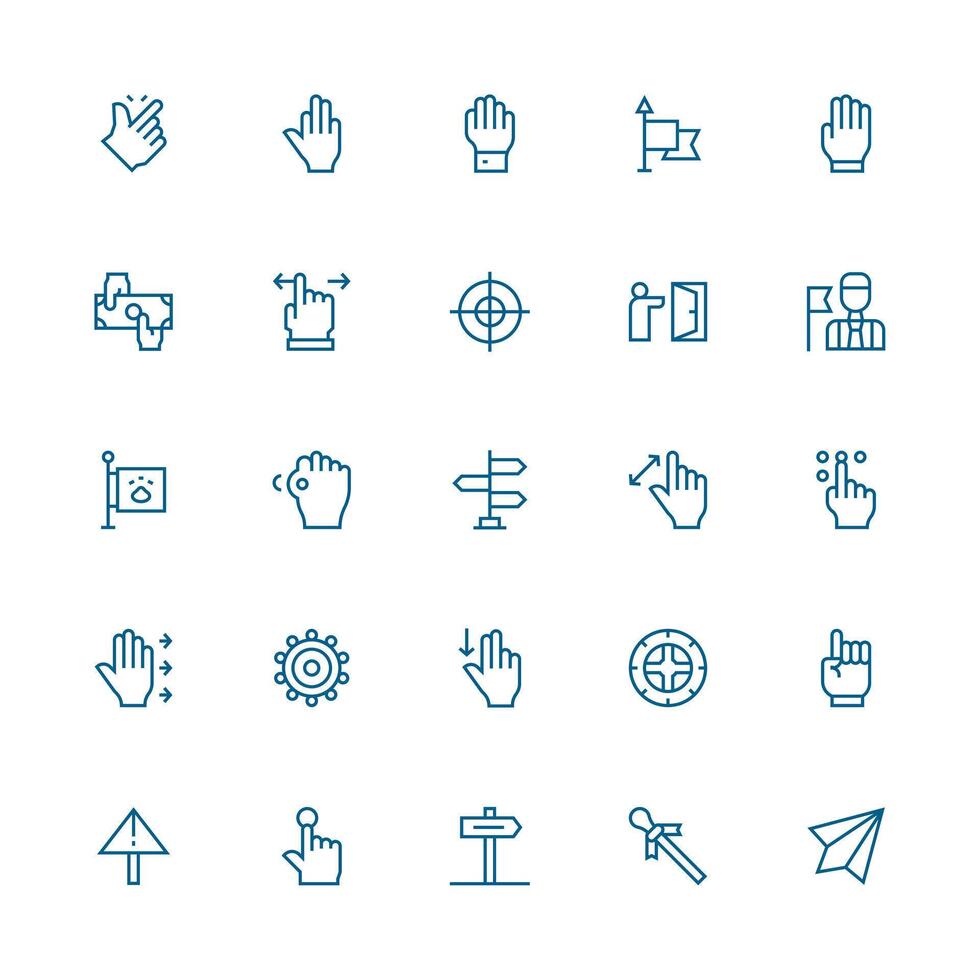 Pointer Icon Collection with 25 Medium Stroke Outline Designs Organized Glyph Icons for Fast Design vector