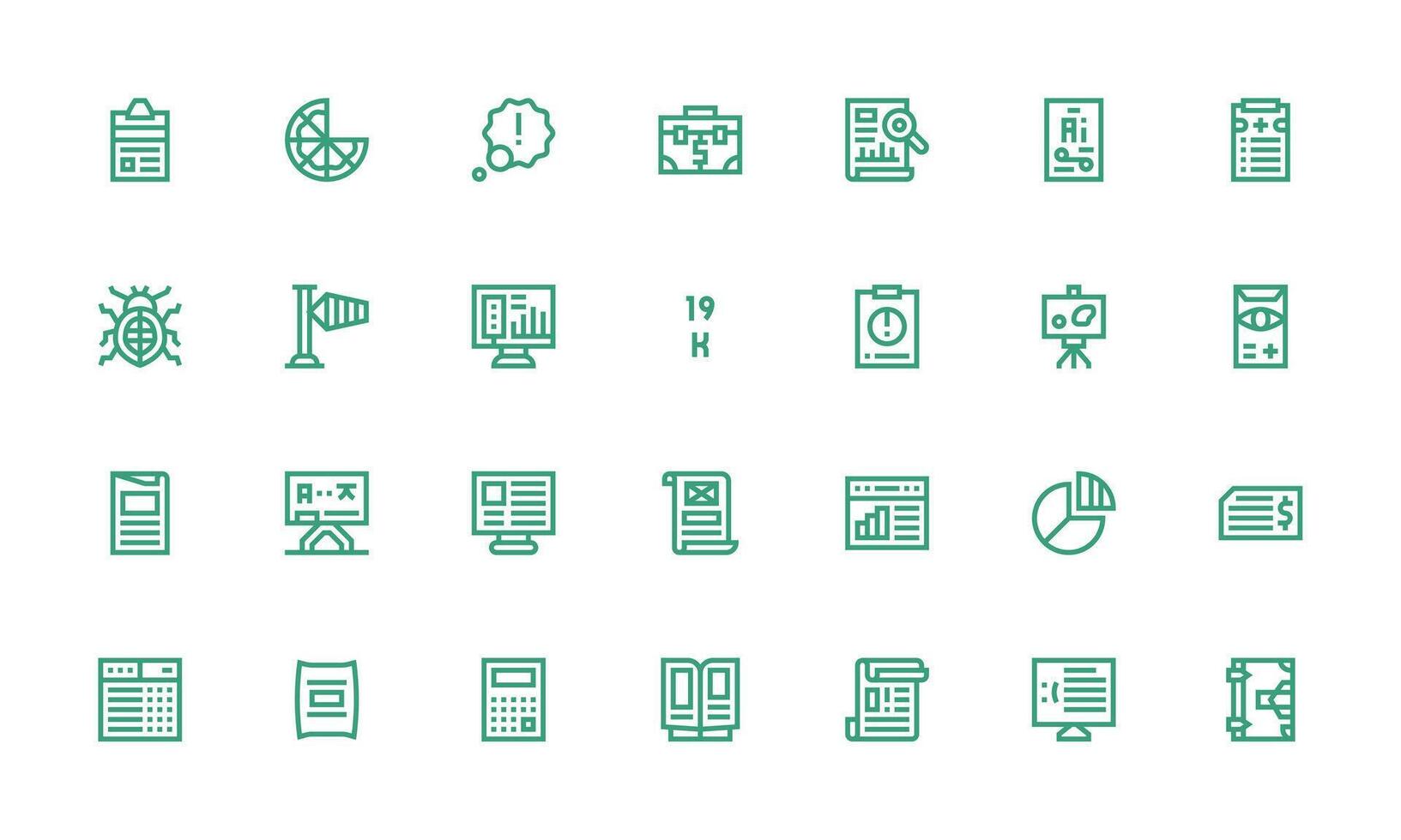 Bold Line Style Report Icons with 28 Vectors UI Icon Set