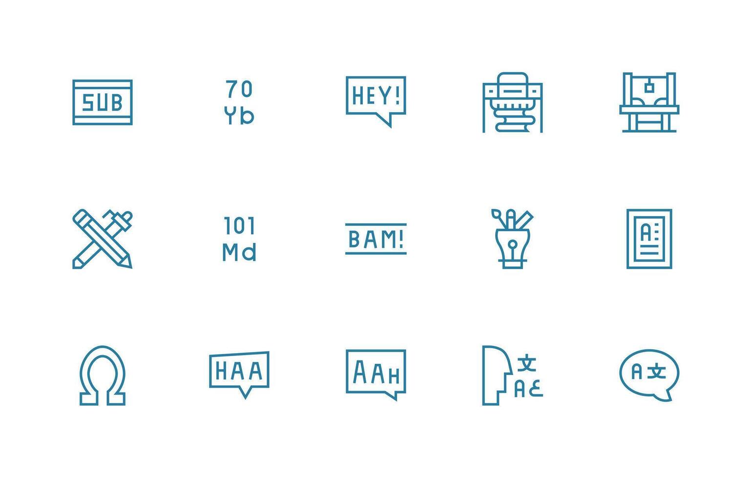 15 Regular Line Vectors for Typography Theme Balanced Icon Set for Functional Design