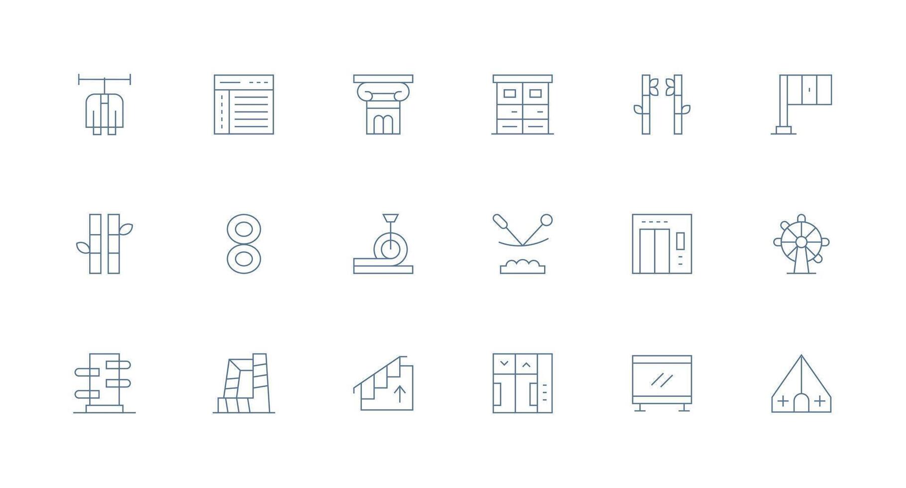18 Minimal Line Style Icons from Vertical Collection Reusable Icon Set vector