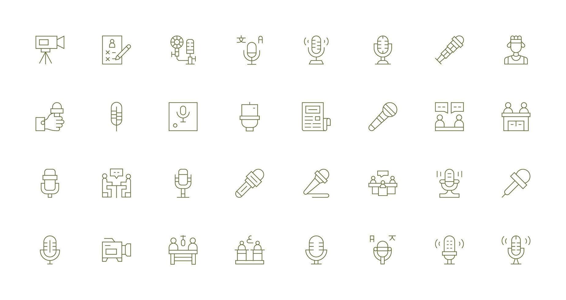 32 Interview Icons in Thin Line Aesthetic Professional Icon Set vector