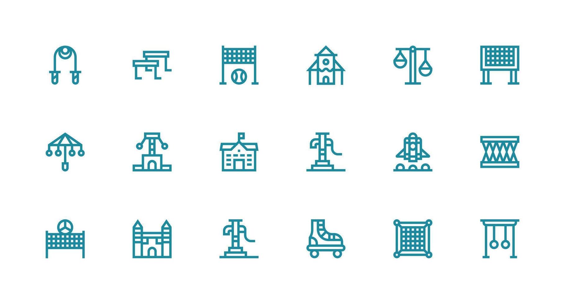 Strong Stroke Line Icons from Playground Set with 18 Vectors Icon Set for Apps