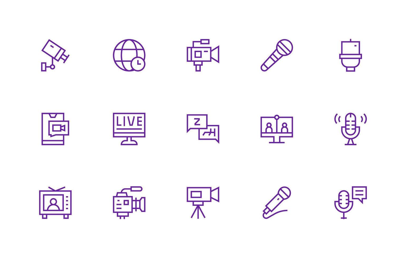 Live Design Icons featuring 15 in Regular Line Style High-Resolution Icons for Any Platform vector