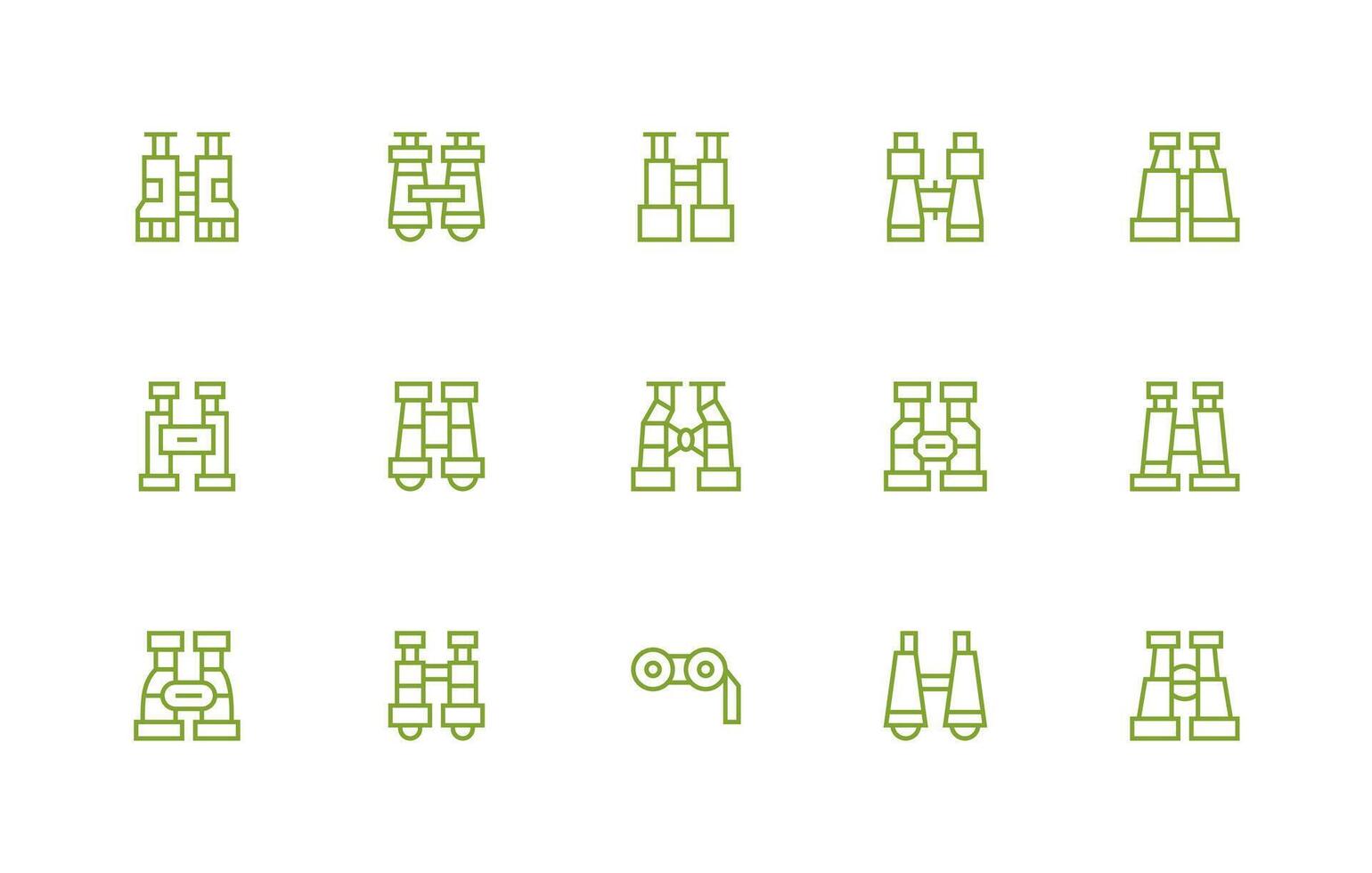 Spotting Scope Set with 15 Regular Line Icons Web and App Icon Pack Collection vector