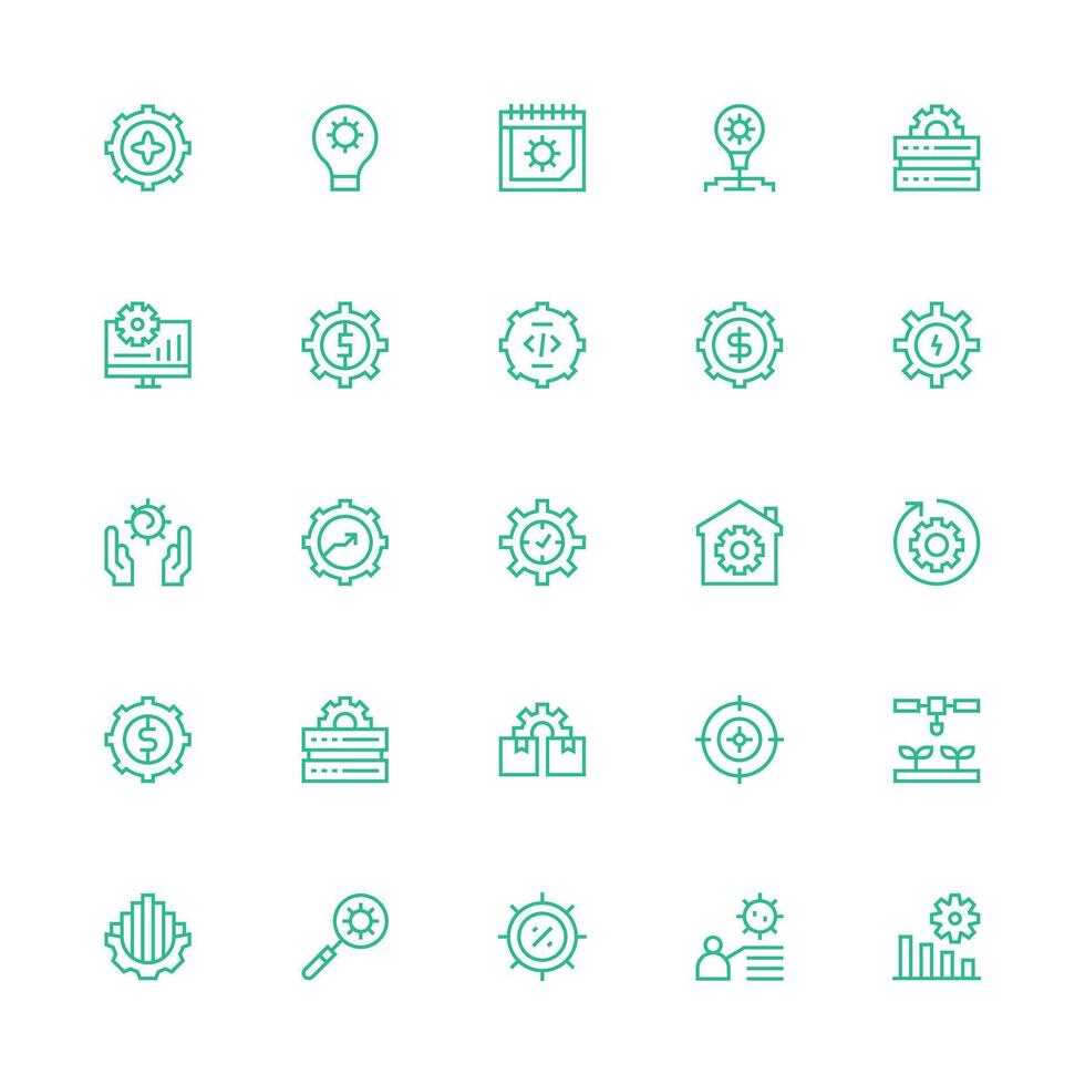 25 Icons for Optimization in Medium Stroke Outline Format Icon Collection Set vector