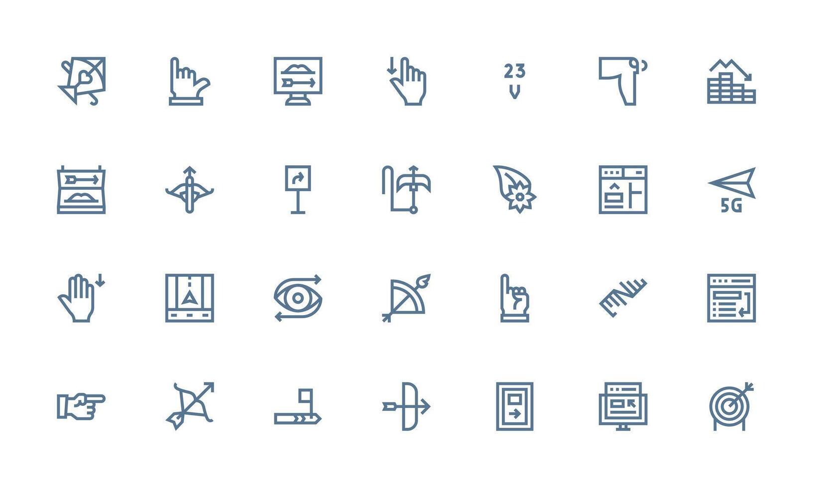 28 Icons for Arrow in Bold Line Format Simplified Icon Pack for Visual Tools vector