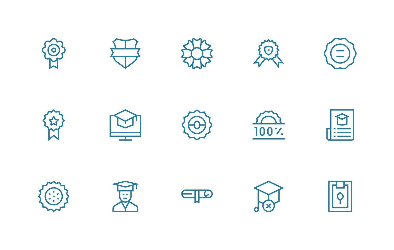Regular Line Icons from Certification Set with 15 Vectors Flexible Icon System for Web Interfaces