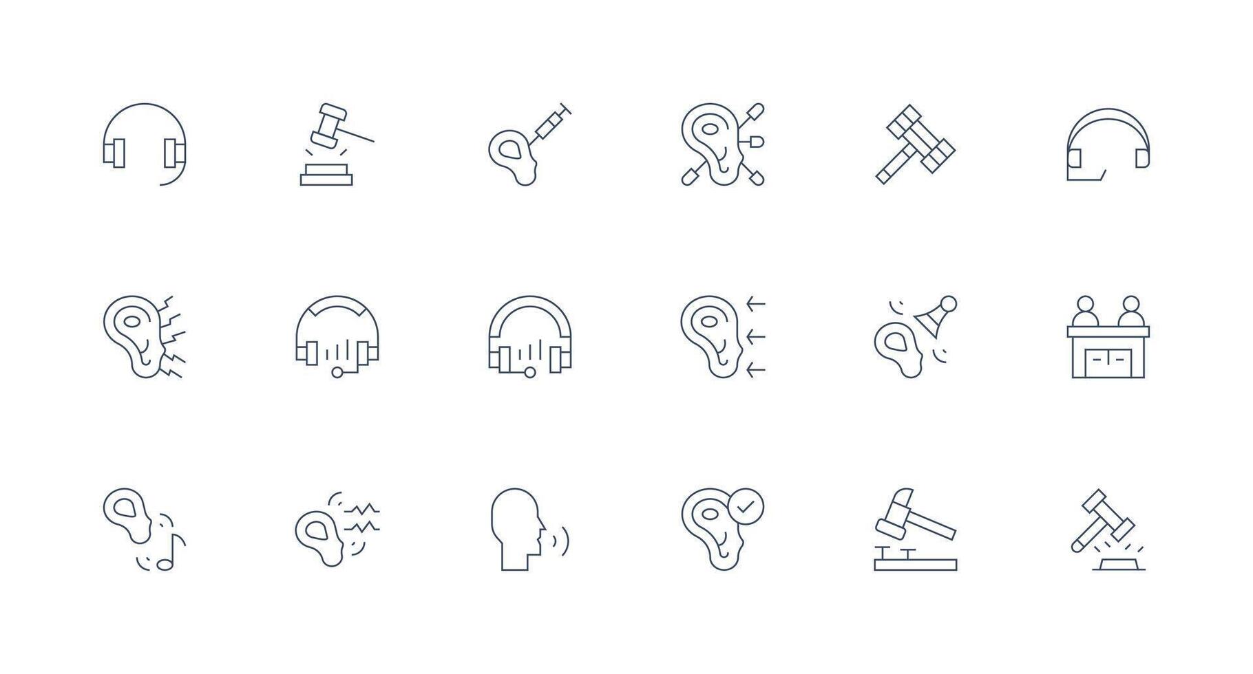Hearing featuring 18 Icons in Minimal Line Design Icon Set vector