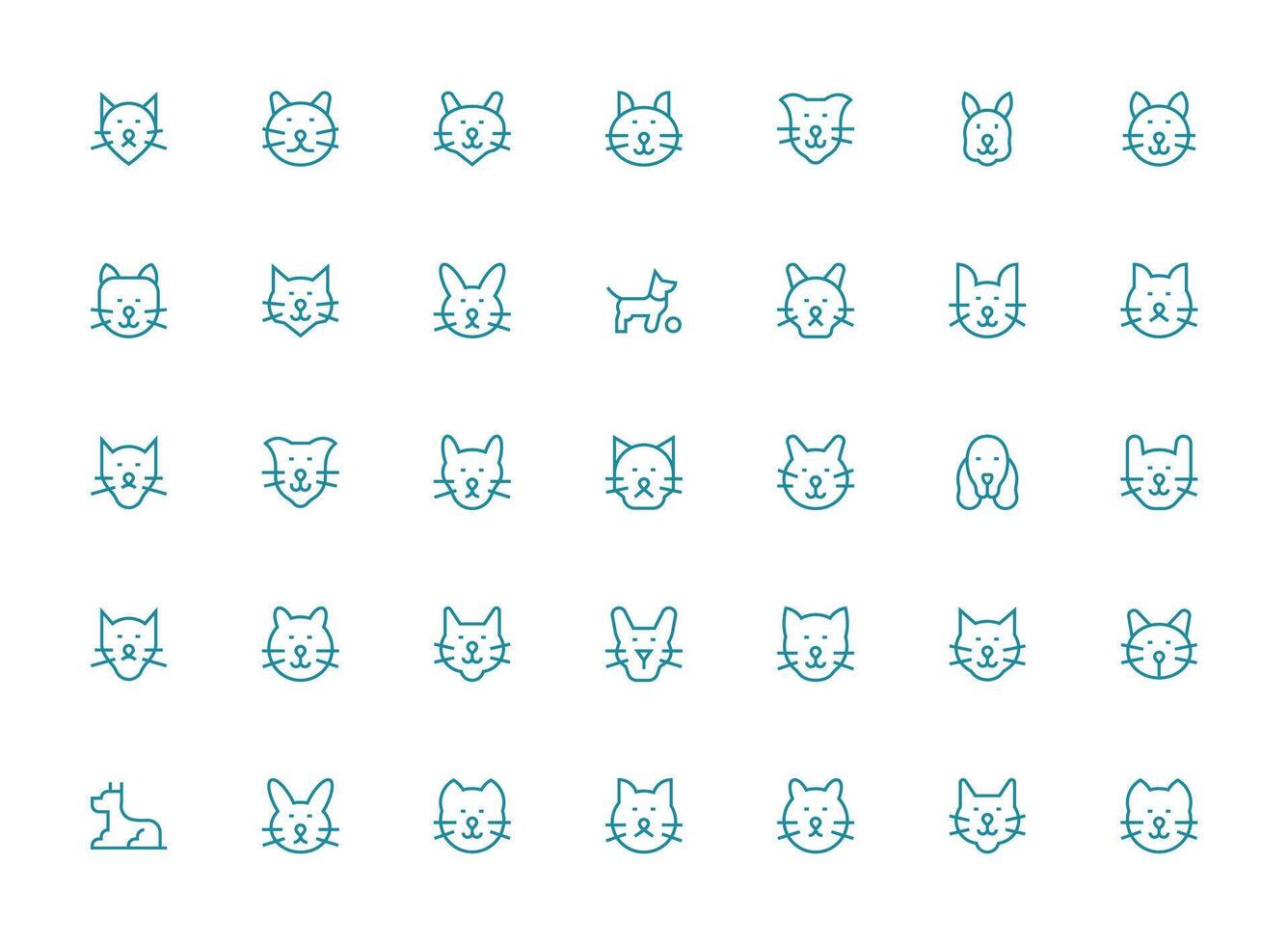 Mammal featuring 35 Icons in Regular Clean Line Design Icon Set for Web vector