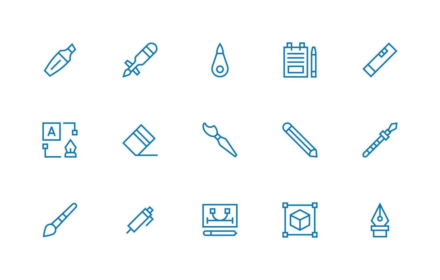 15 Regular Line Icons for Drawing Tool Graphics Style Icon Set vector