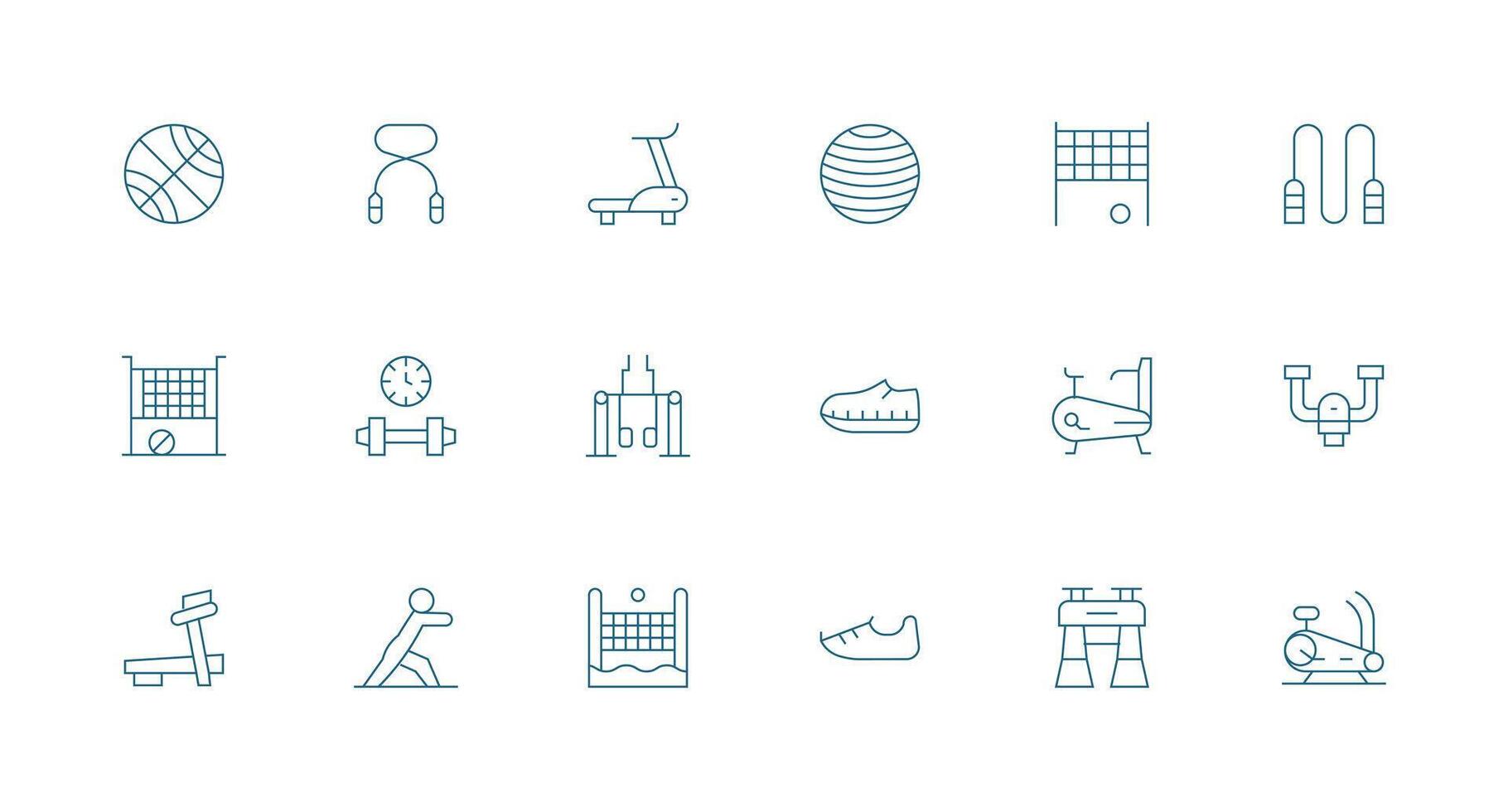 Physical Activity Visual Pack containing 18 Minimal Line Icons UI-Ready Icon Collection vector