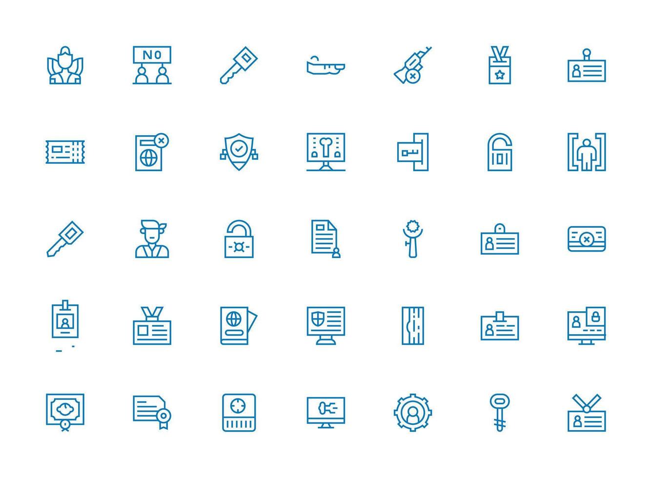 35 Authorization Icons in Regular Clean Line Aesthetic Minimal Icon Set for Interface Projects vector