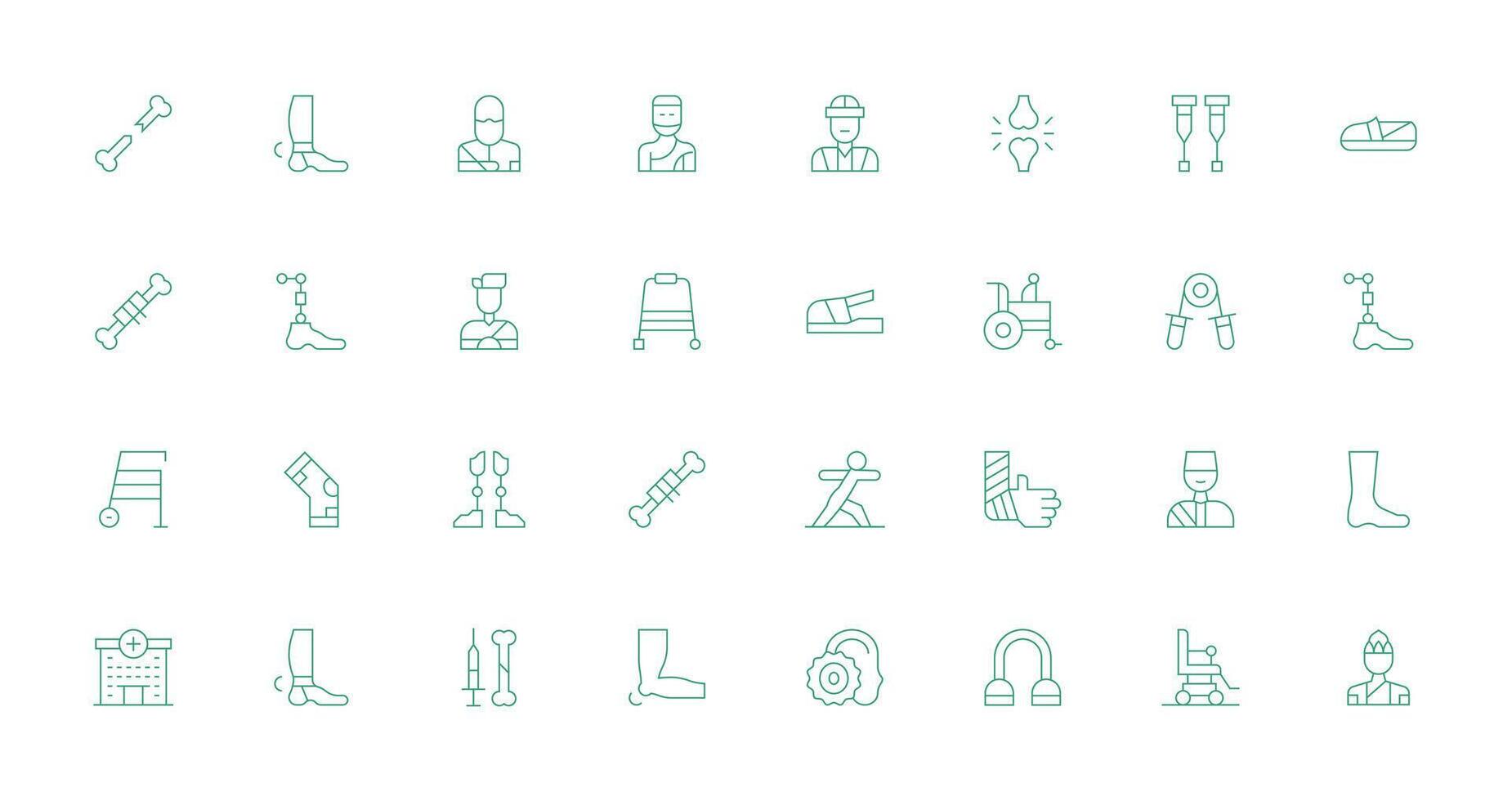 32 Icons for Rehabilitation in Thin Line Format Line Icon Collection vector