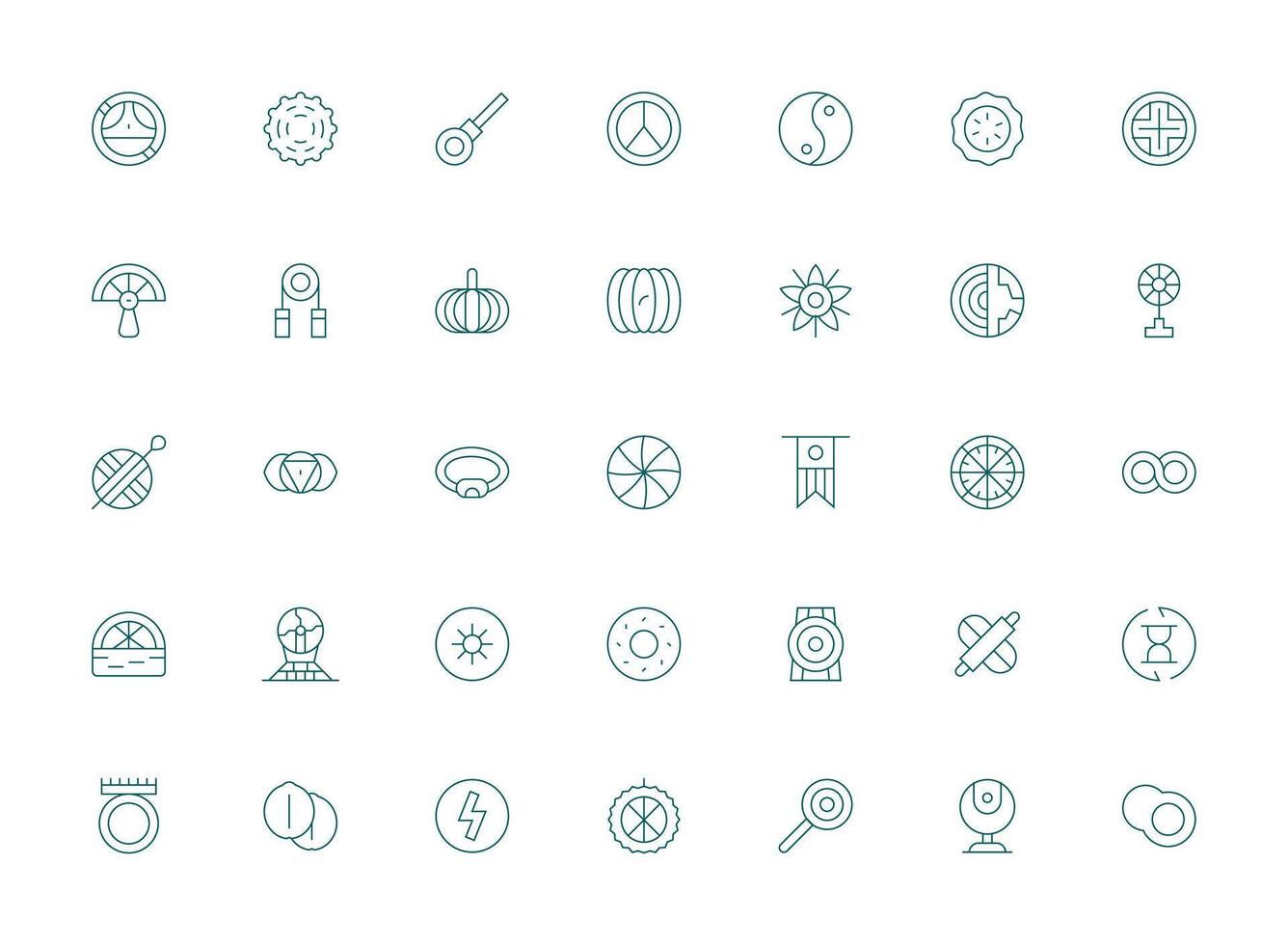 35 Icons for Circular in Light Line Format Interface Icon Collection vector
