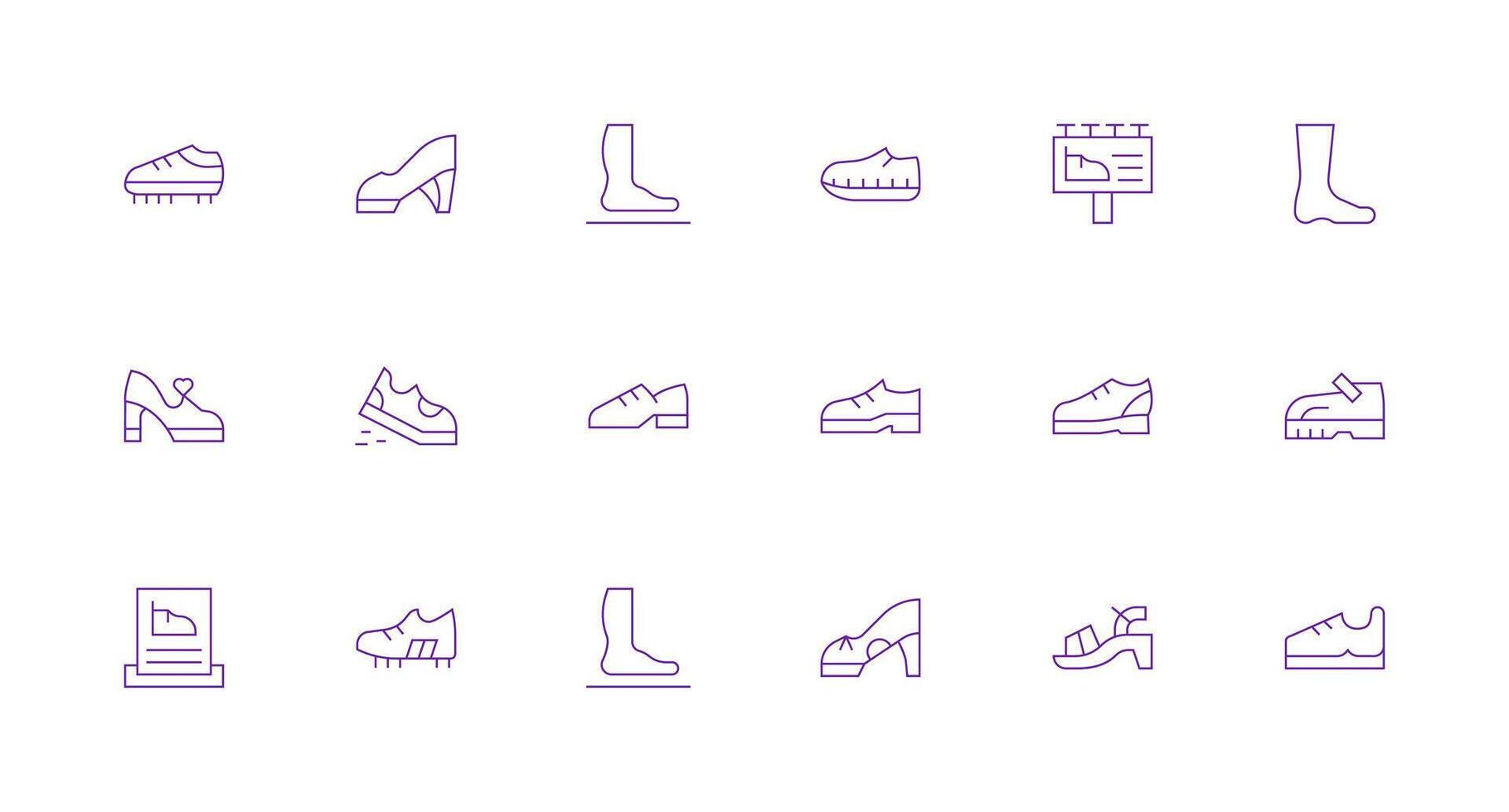 18 Minimal Line Icons for Shoe Graphics Well-Structured Icons for Creative Use vector