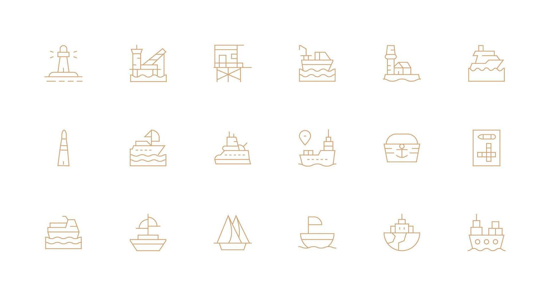 18 Minimal Line Designs for Harbor Icons Core Icon Collection for Daily Tasks vector