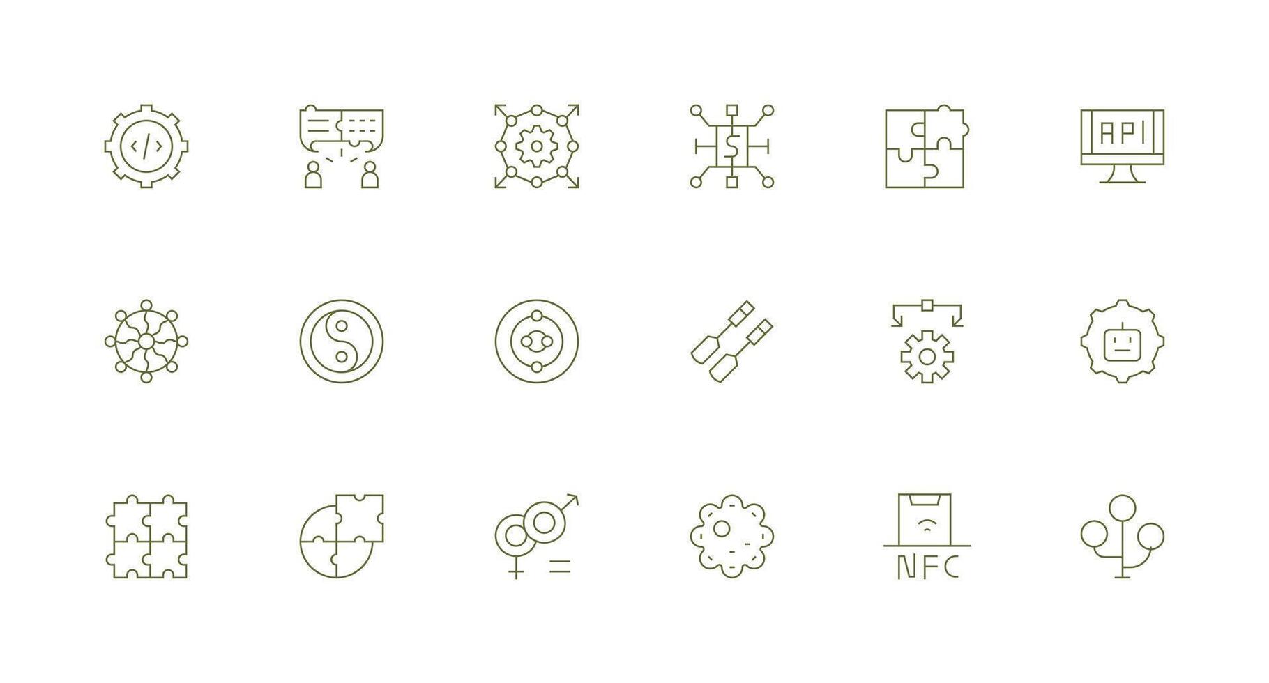 Integration Icon Collection with 18 Minimal Line Designs Pixel Perfect Icon Set vector