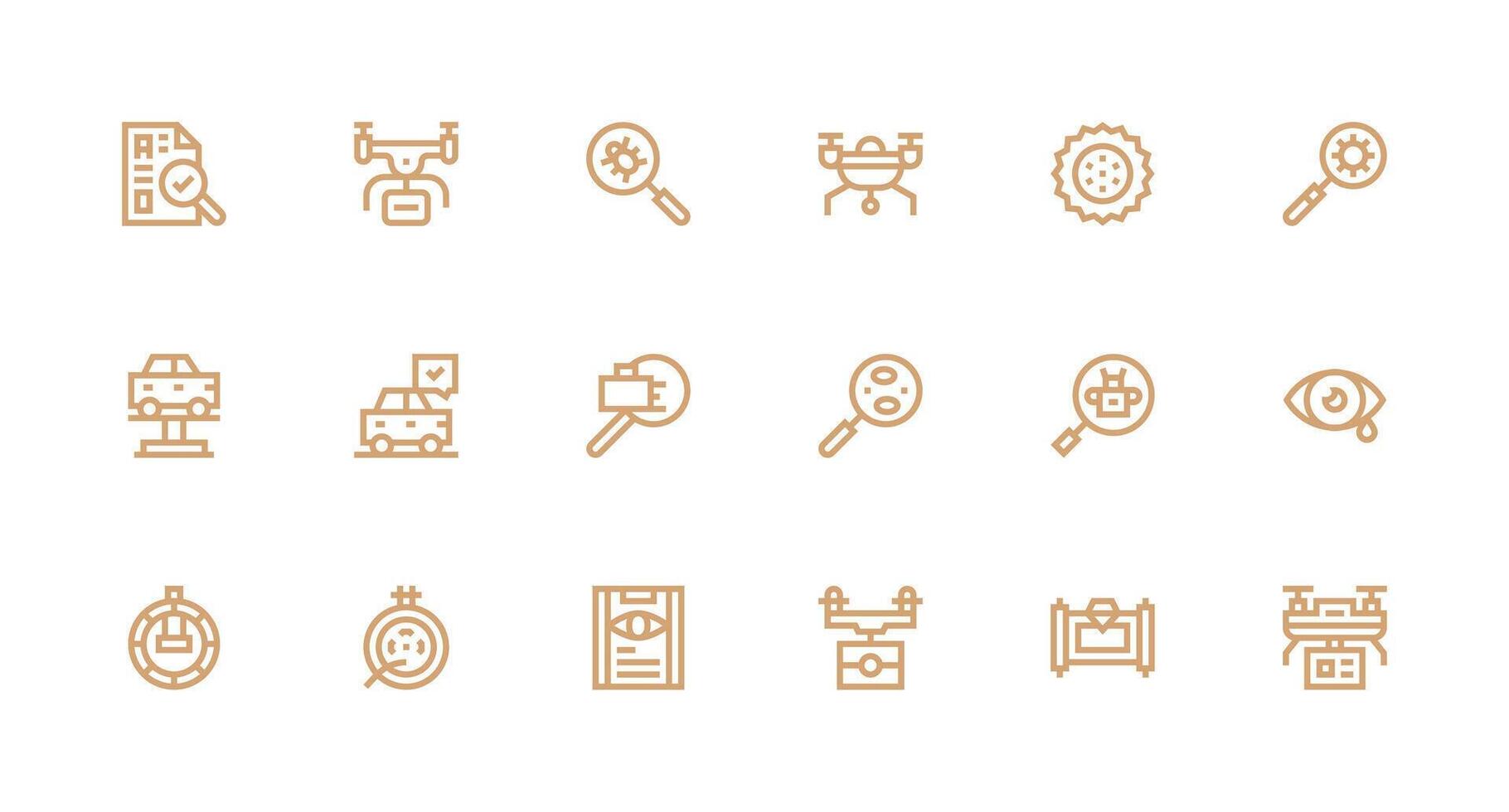 Inspection Icon Collection with 18 Strong Stroke Line Designs Fully Editable Icon Set for Web vector