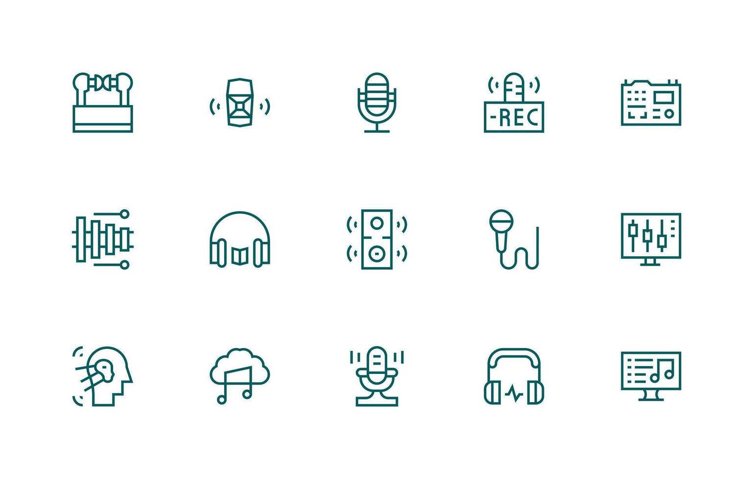 Digital Audio Visual Pack containing 15 Regular Line Icons Reusable Icon Set vector
