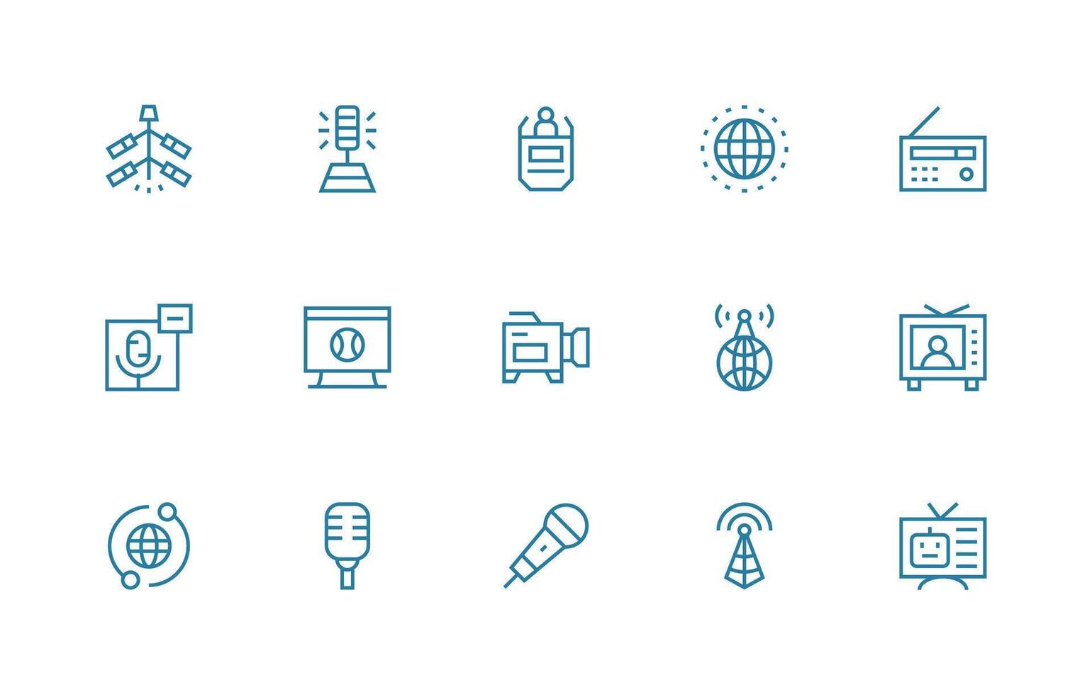 15 Regular Line Designs for Broadcast Icons All-Purpose Icon Design Pack vector