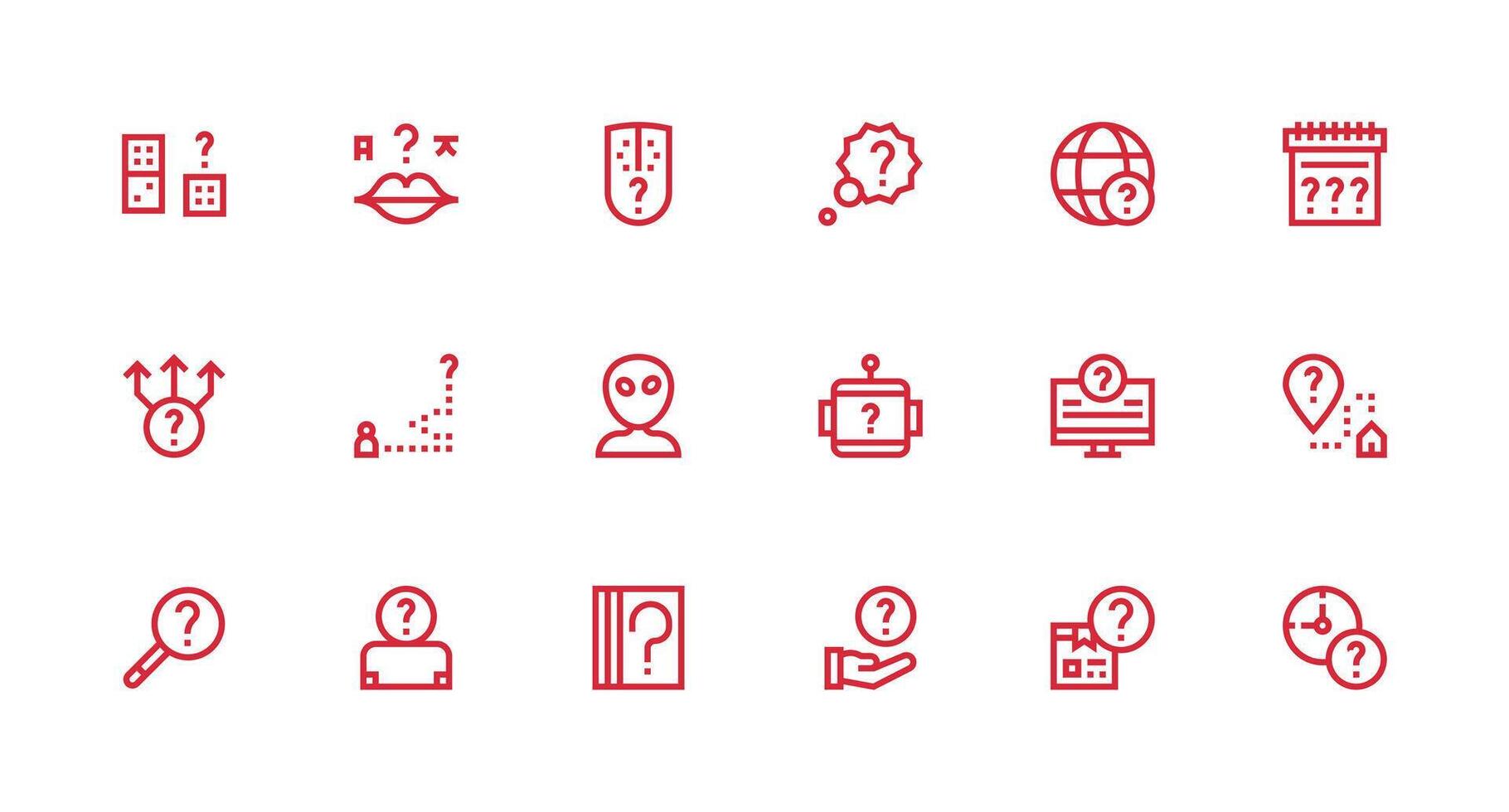 Unknown Design Icons featuring 18 in Strong Stroke Line Style Detailed Icon Collection for Design Systems vector