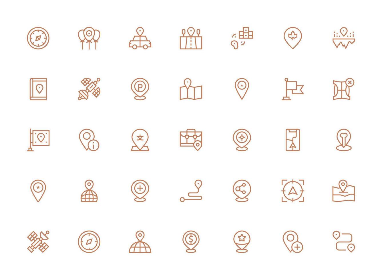 Gps Set with 35 Regular Clean Line Icons Web Icon Collection vector