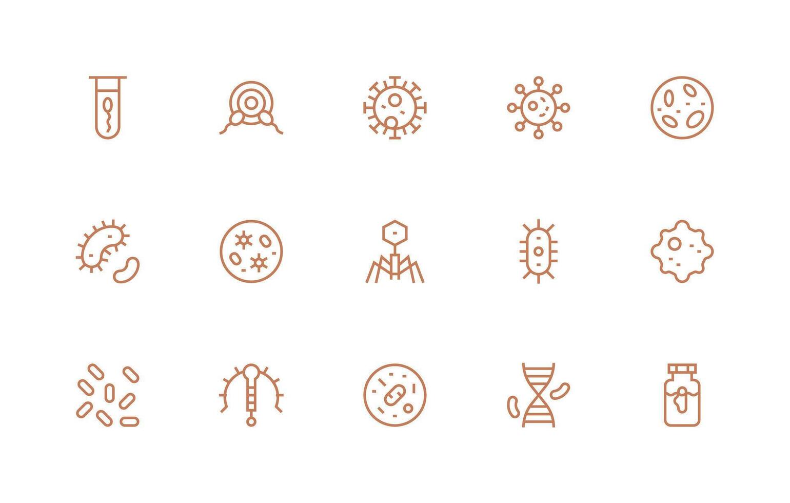 15 Regular Line Style Icons from Organism Collection Responsive Icon Set for Flexible Layouts vector