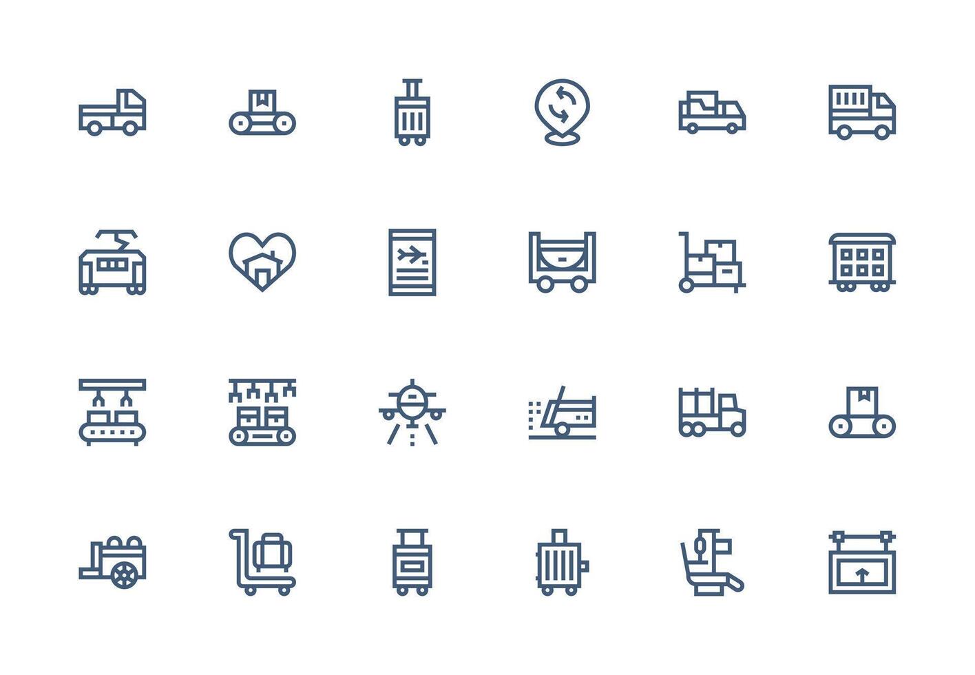 Moving Icon Set with 24 Thick Line Line Graphics High-Resolution Icons for Any Platform vector