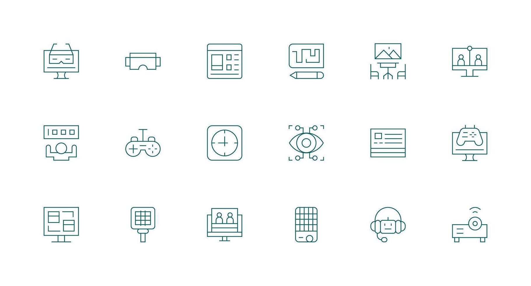 Interactive including 18 Minimal Line Illustrations Web Icon Collection vector