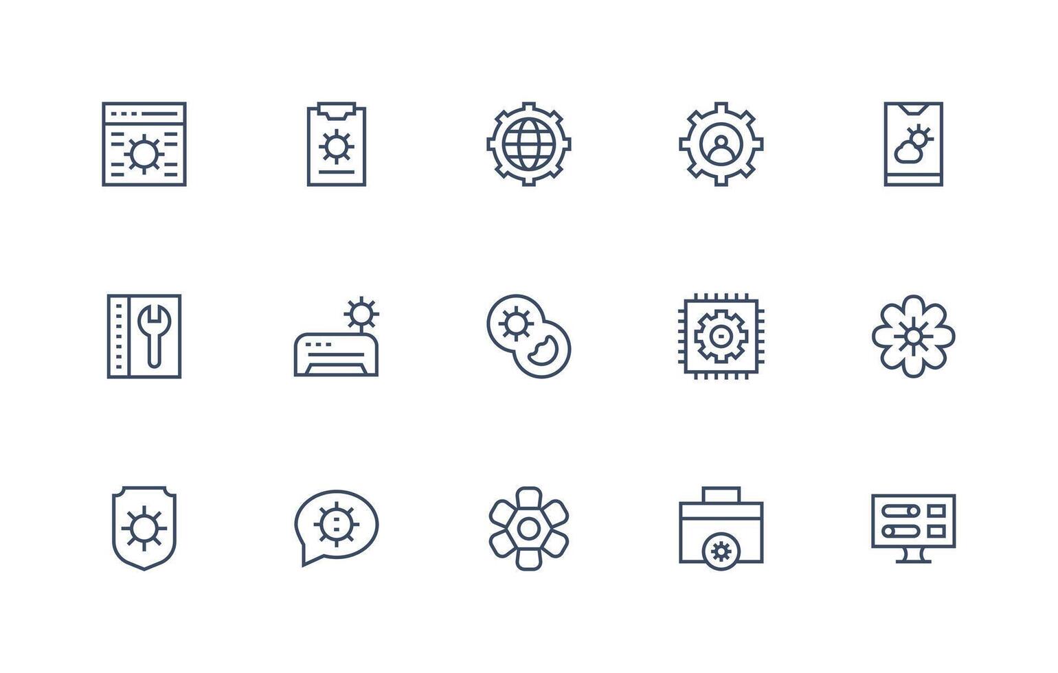 Customization Set with 15 Regular Line Icons Style Icon Set vector