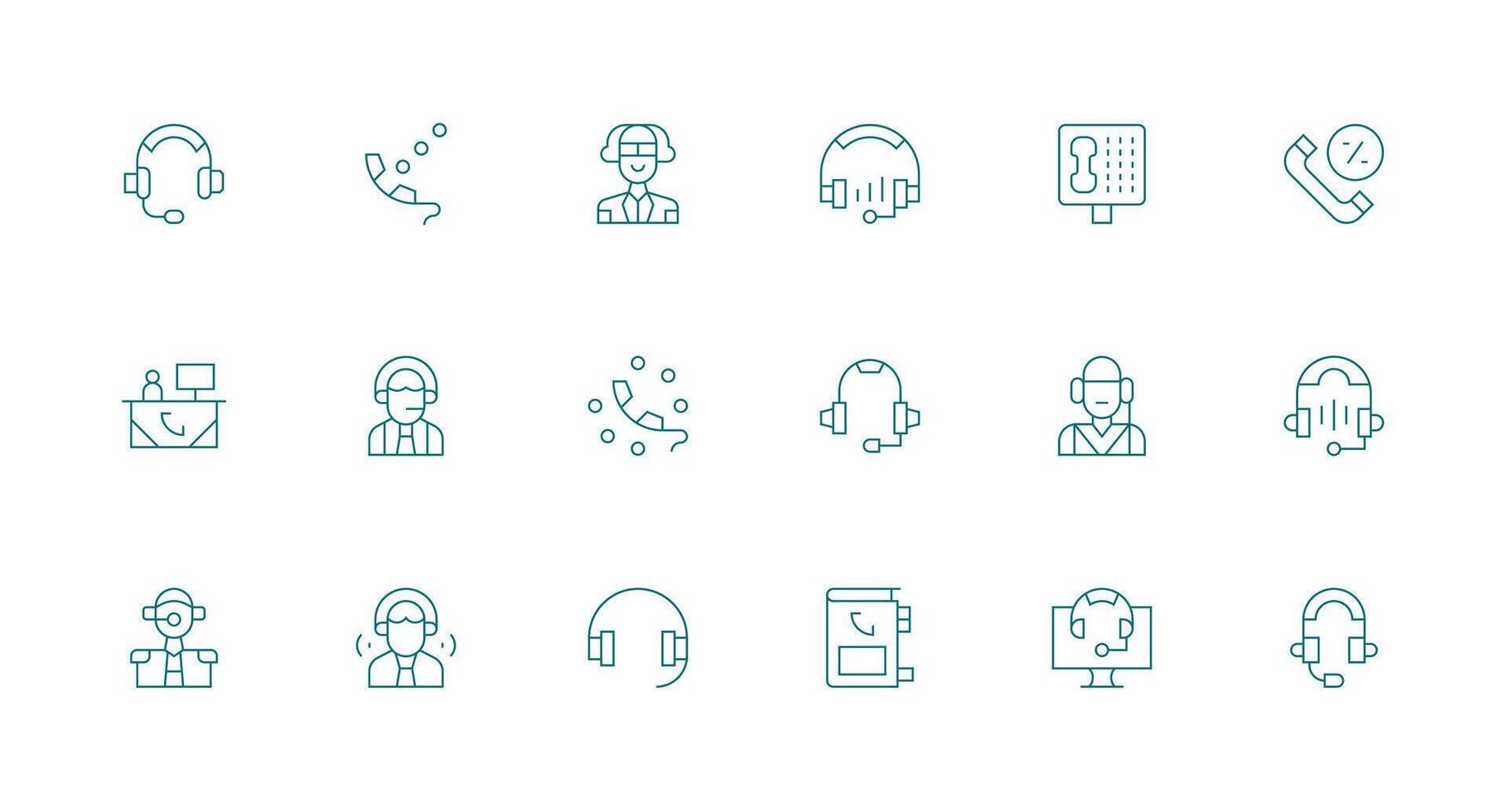 Call Center Icon Set with 18 Minimal Line Graphics Digital Product Icons for Fast Delivery vector