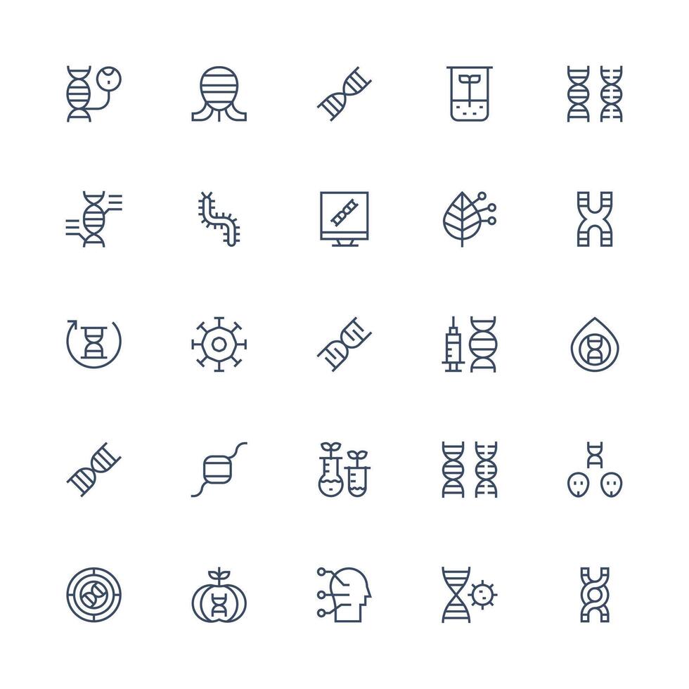 25 Medium Stroke Outline Designs for Biotechnology Icons Clean Icon Set Icon Pack for UI Projects vector