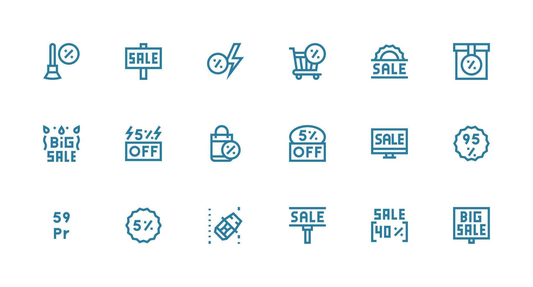 18 Strong Stroke Line Vectors for Clearance Theme Minimal Icon Set for Interface Projects