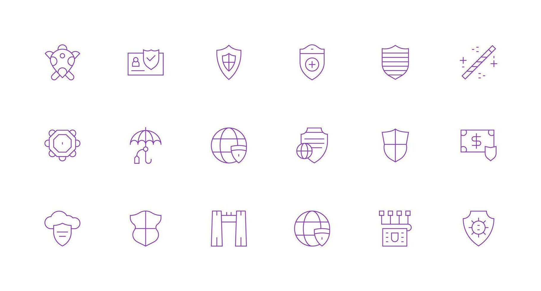 Safeguard Design Icons featuring 18 in Minimal Line Style Icon Set for Projects vector