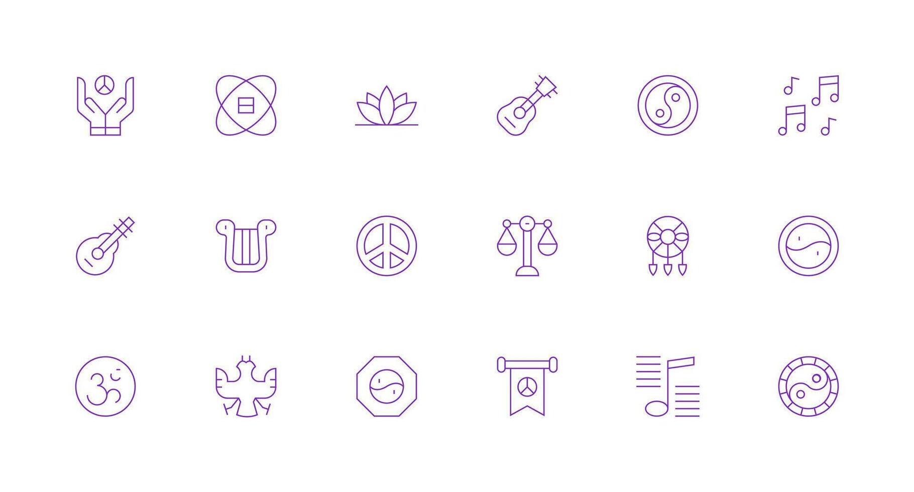 Harmony Set with 18 Minimal Line Icons Style Icon Set vector