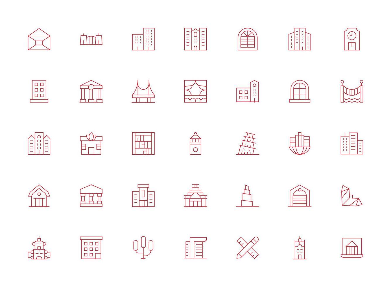 35 Light Line Vectors for Architecture Theme UI-Ready Icon Collection