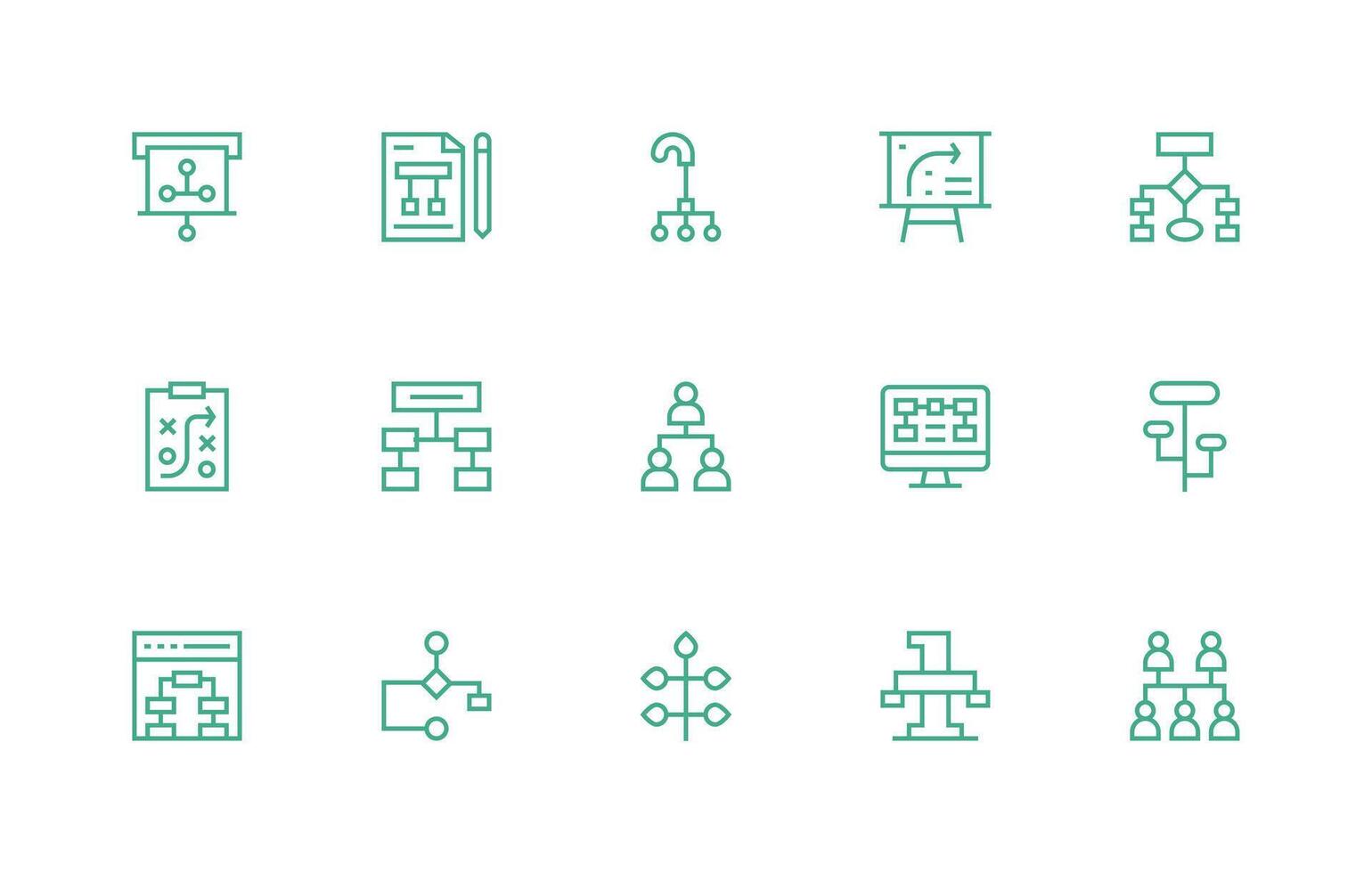 15 Regular Line Icons for Flowchart Graphics Interface Icons for Daily Use vector