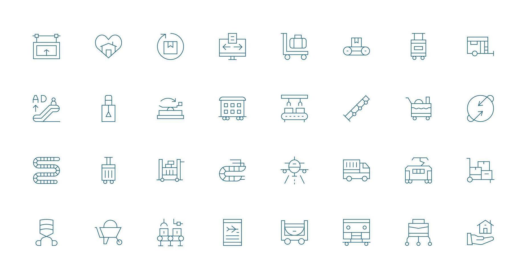 Moving Icon Set with 32 Thin Line Graphics Modern Icon Set vector