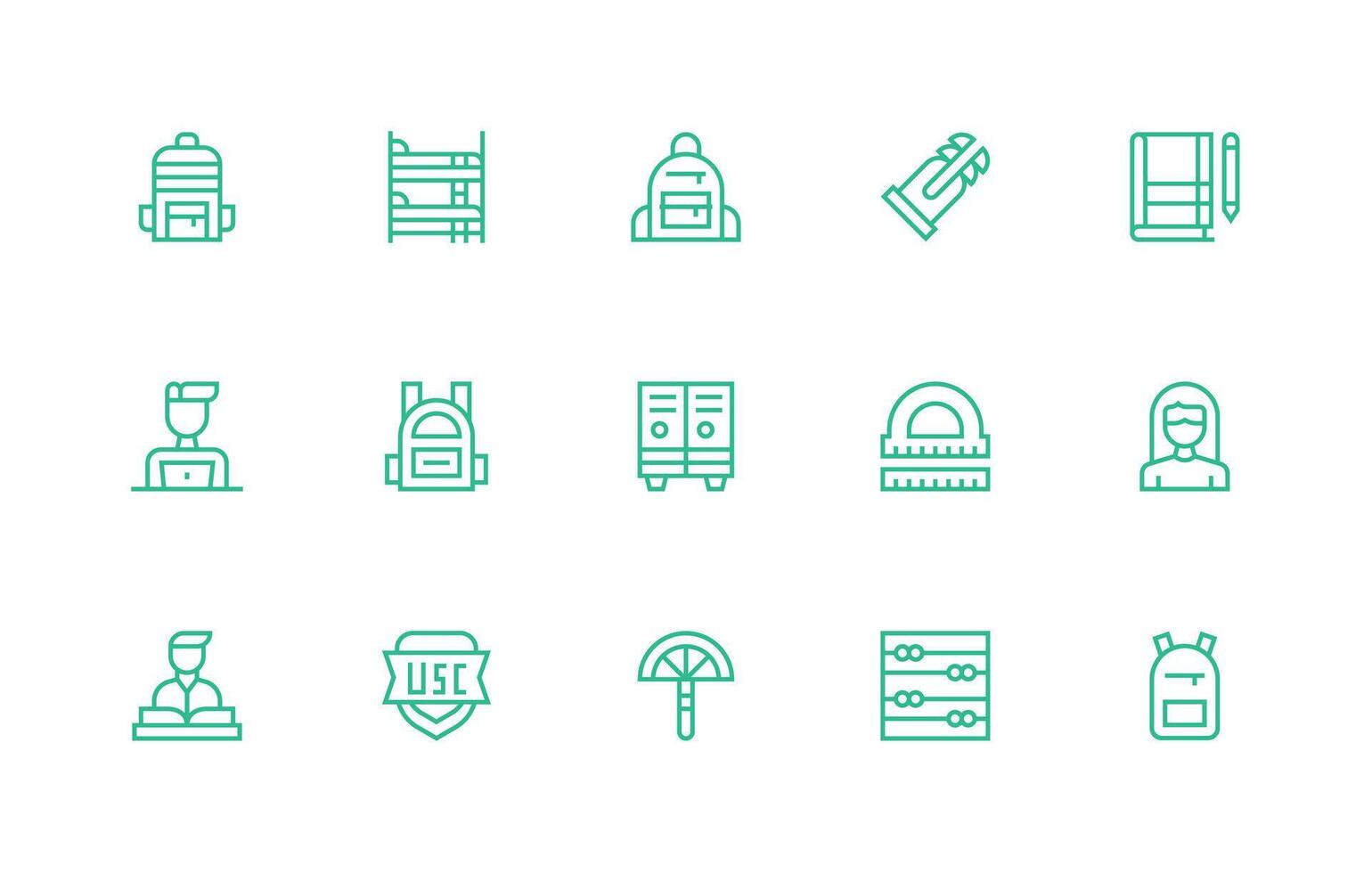 Student Set with 15 Regular Line Icons User Interface Icons for Digital Products vector
