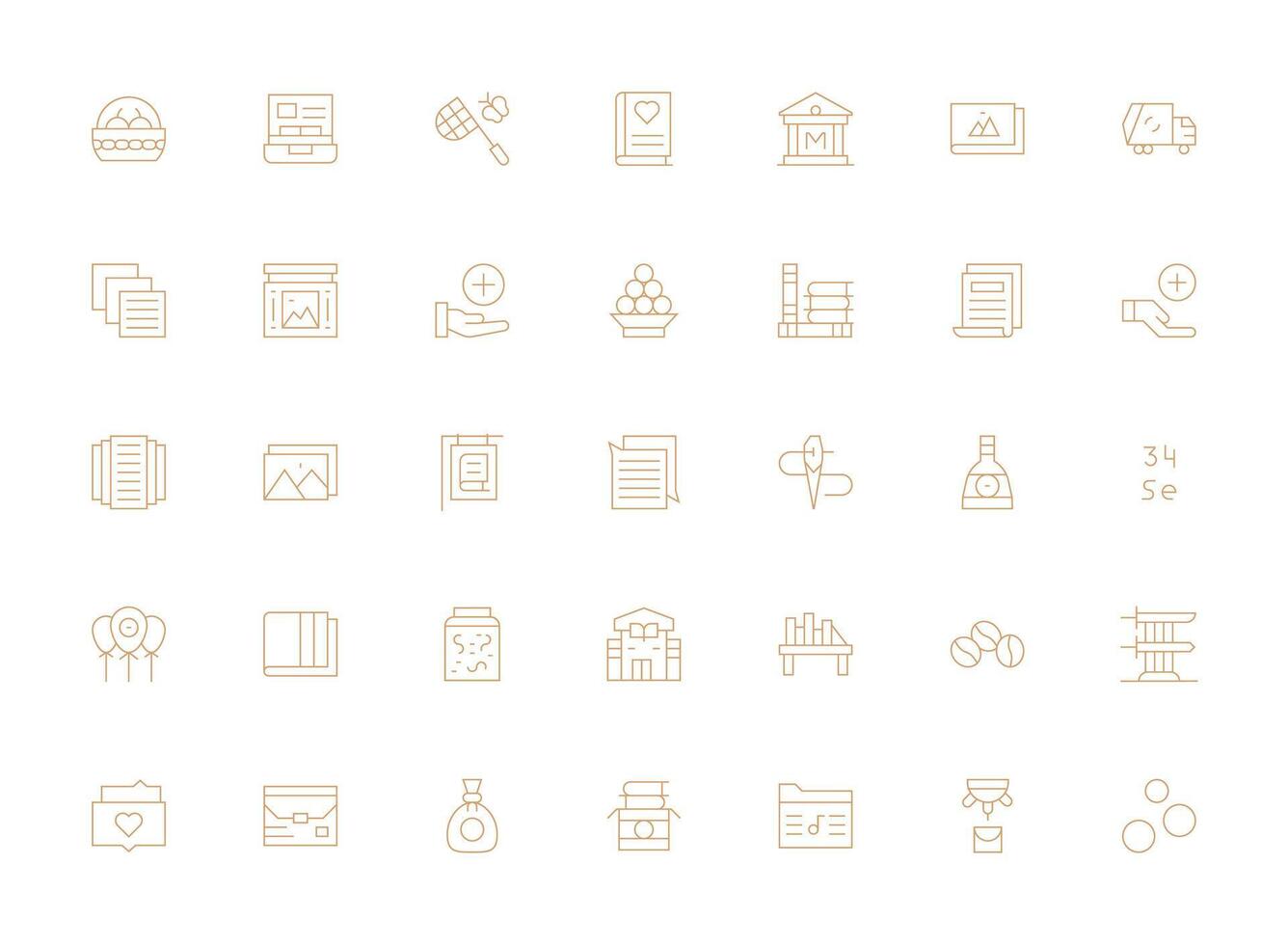 Light Line Style Collection Icons with 35 Vectors Interface Icon Collection for Daily Projects