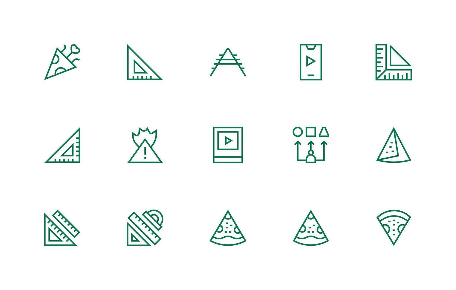 Regular Line Icons from Triangle Set with 15 Vectors Pixel Perfect Icon Set
